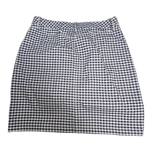 TALBOTS Blue & White Gingham Denim A-Line Skirt - Size 8 - Picture 3 of 7
